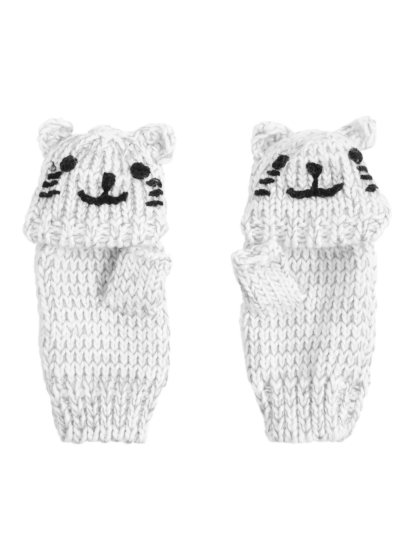 Cat Face Crocheted Glomitts, , alternate