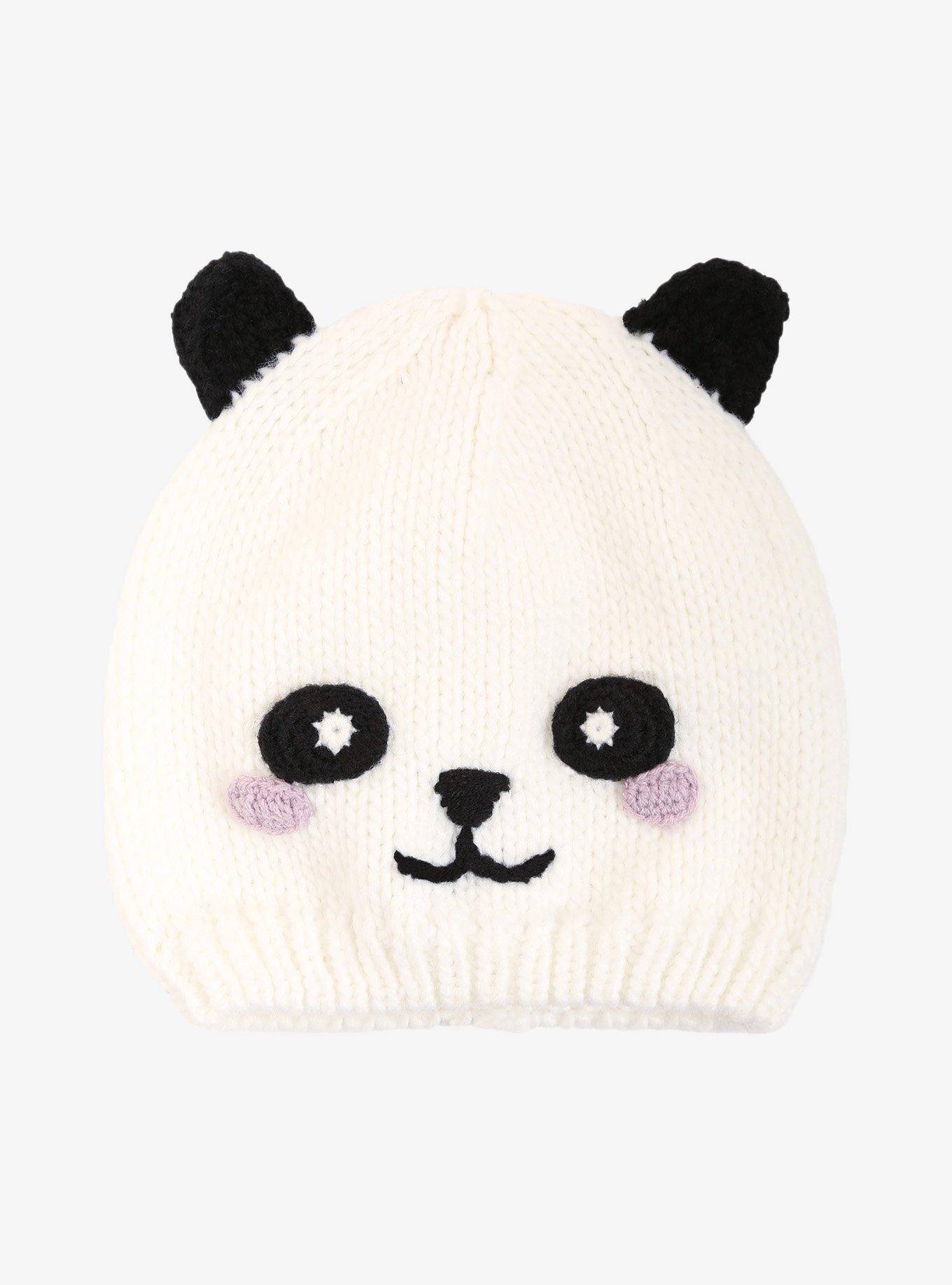 Panda Face Crochet Beanie, , alternate