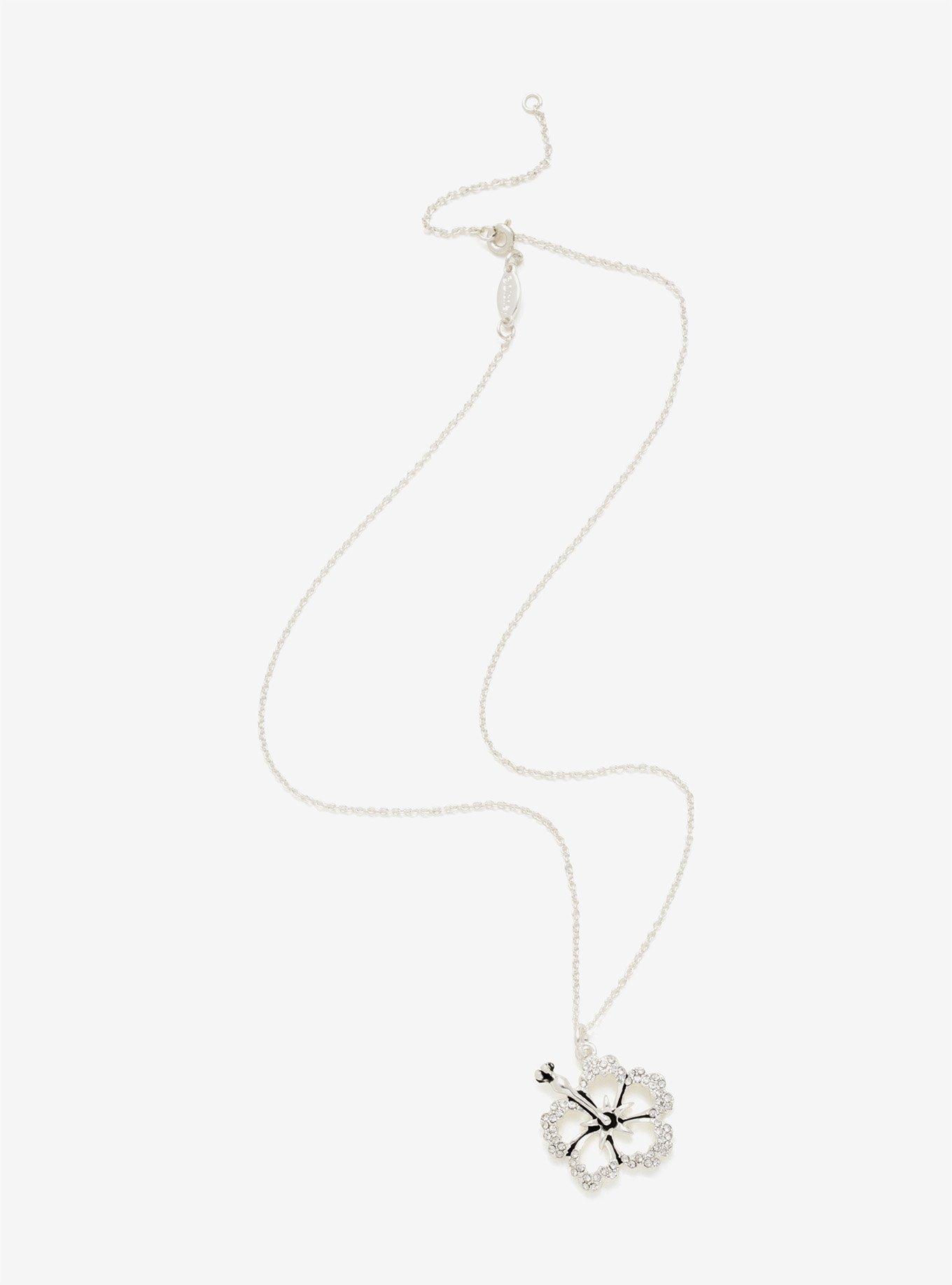 Disney Lilo & Stitch Hibiscus Silver Necklace, , alternate