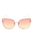 Cat Eye Pink & Green Mirror Lens Sunglasses, , alternate