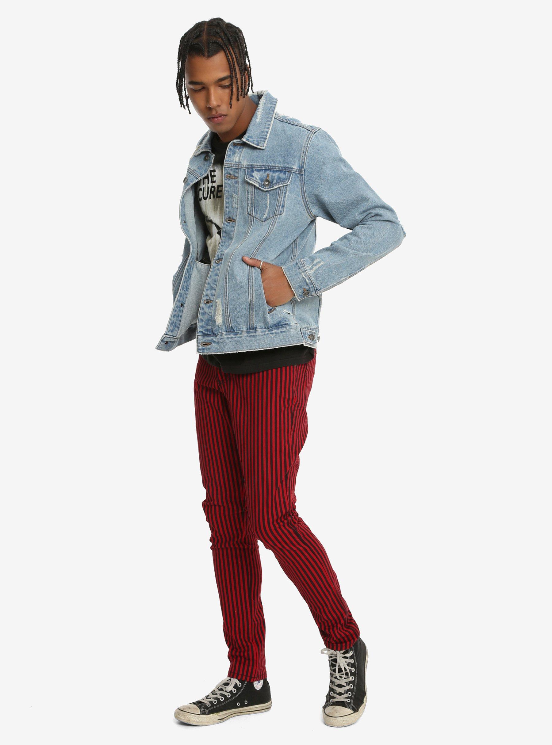 Tripp Red & Black Stripe Skinny Jeans, , alternate