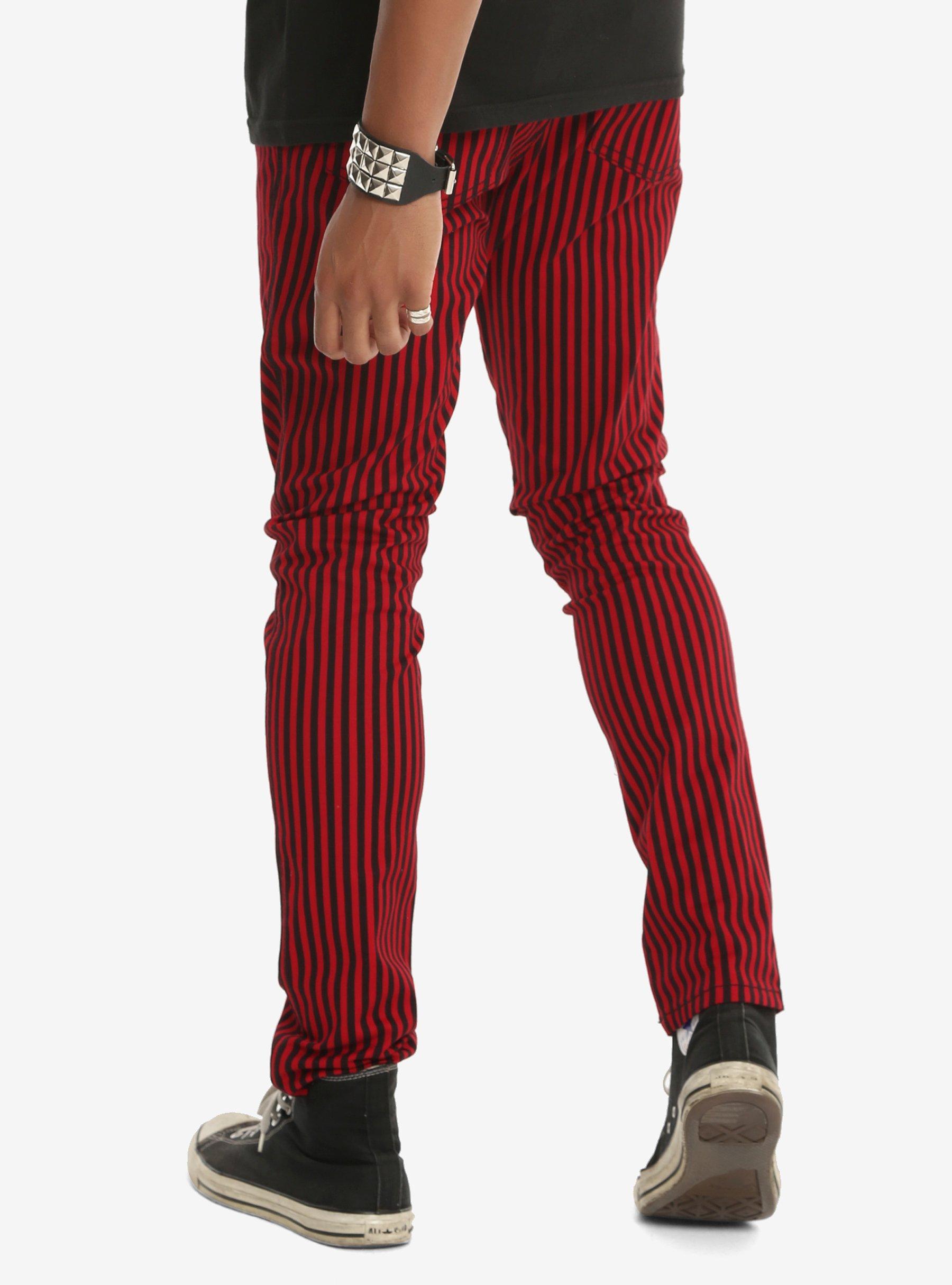 Tripp Red & Black Stripe Skinny Jeans, , alternate