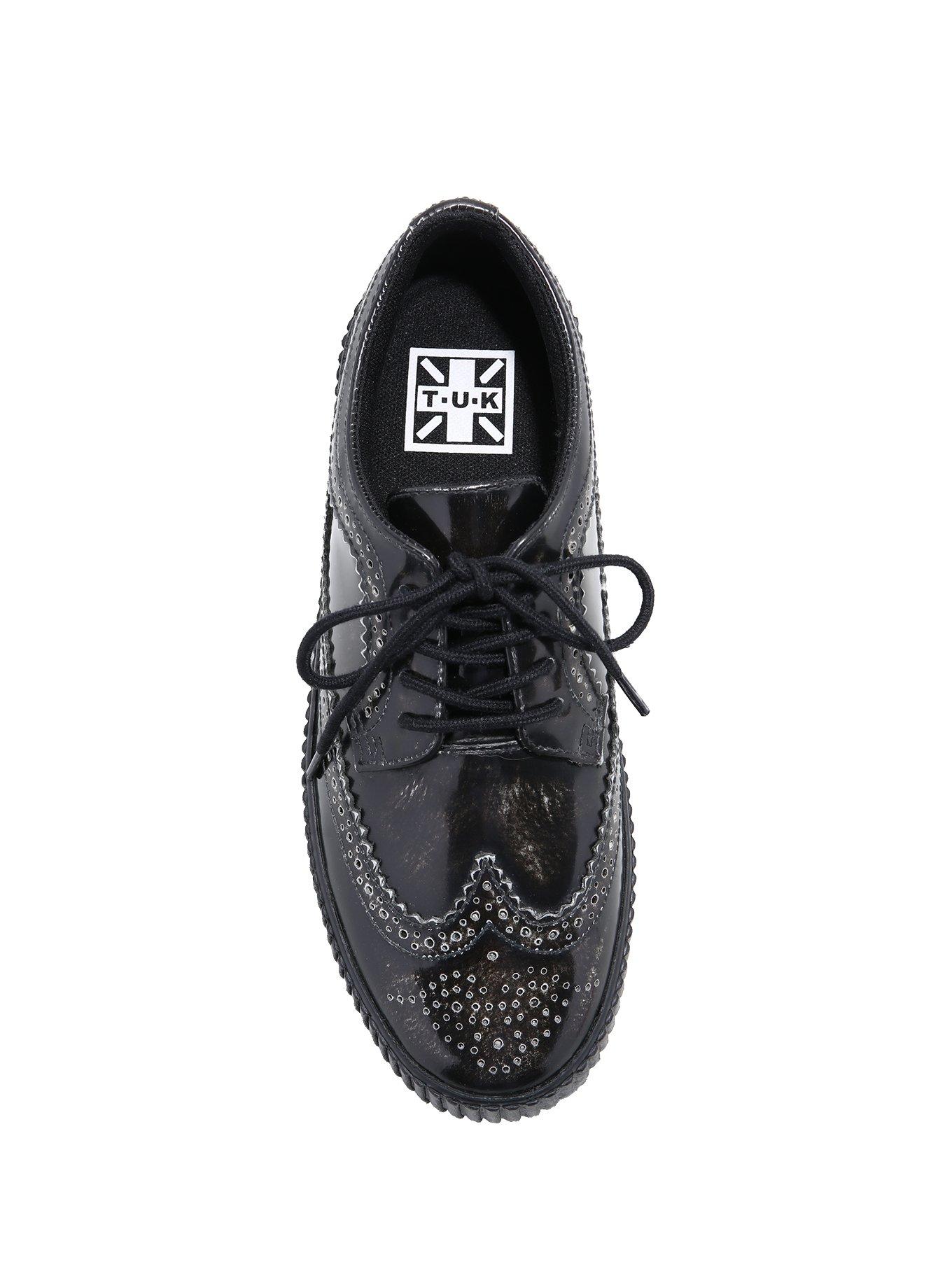 T.U.K. Black Leather Vintage Creepers, , alternate