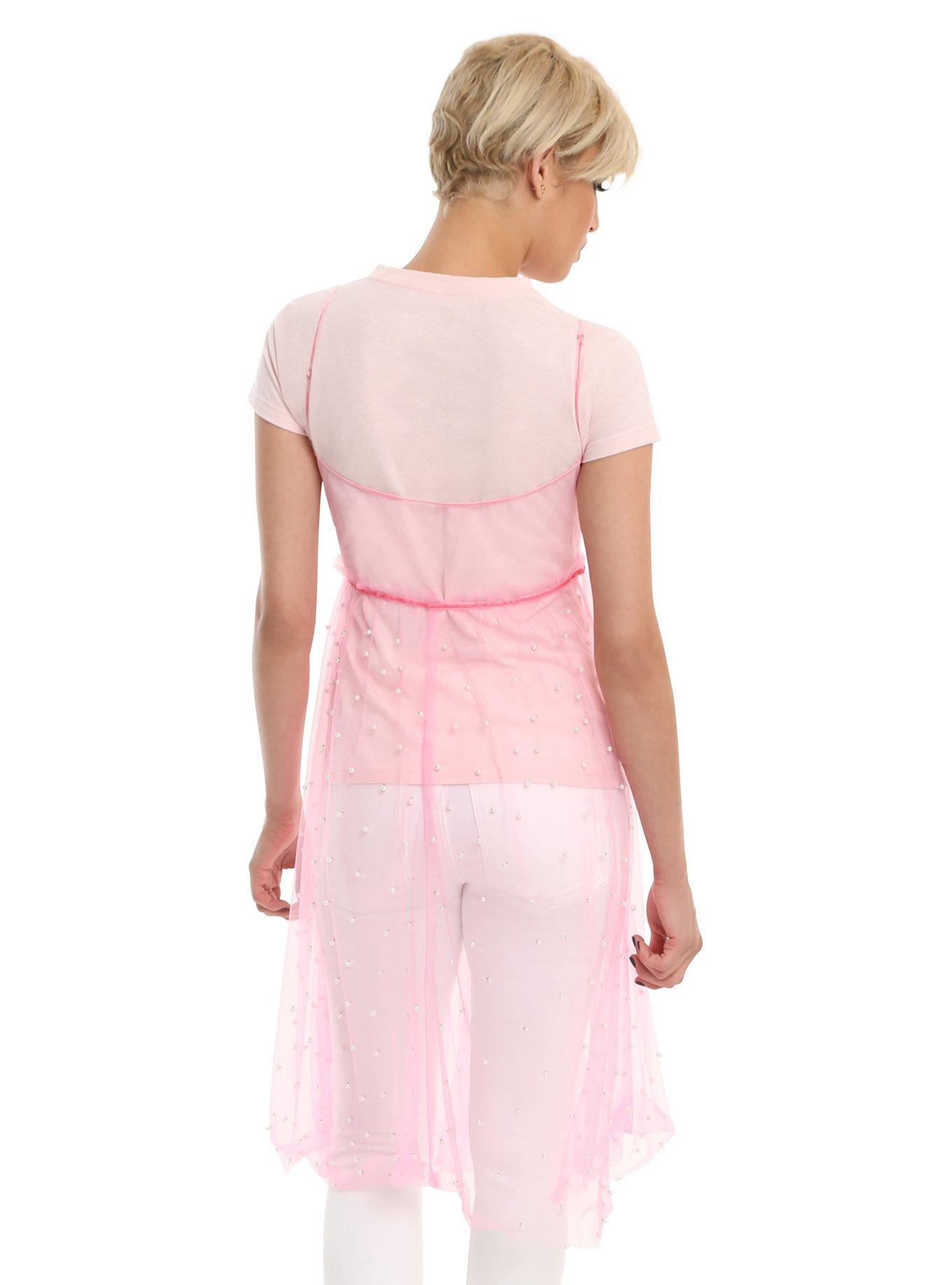 Beaded Pink Slip Dress, , alternate
