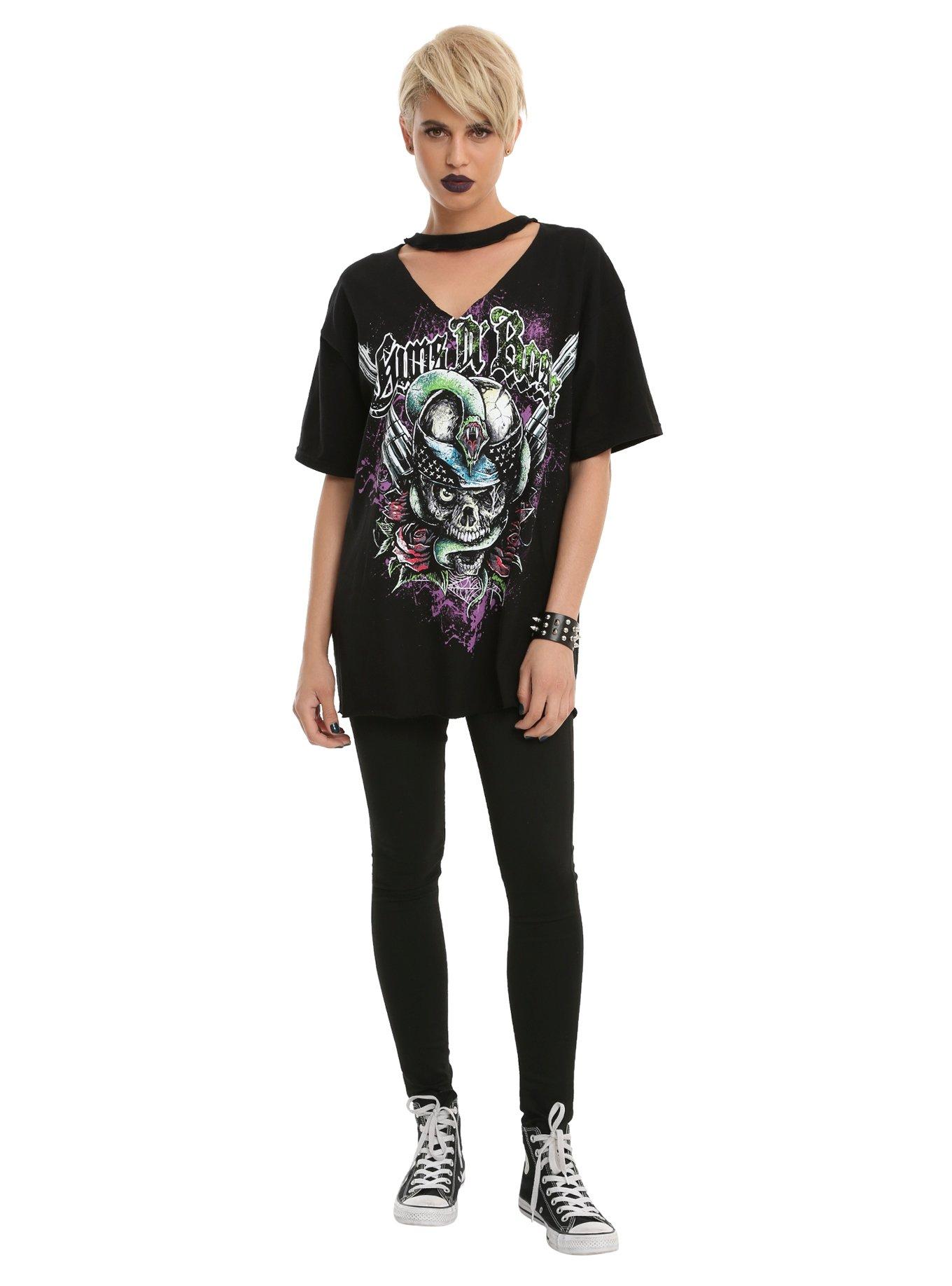 Guns N' Roses V Cutout Choker Girls T-Shirt, , alternate