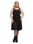 Black Lace-Up Sweetheart Sleeveless Dress Plus Size, , alternate