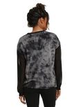 Grey & Black Mesh Sleeve Wash Girls Sweatshirt, , alternate