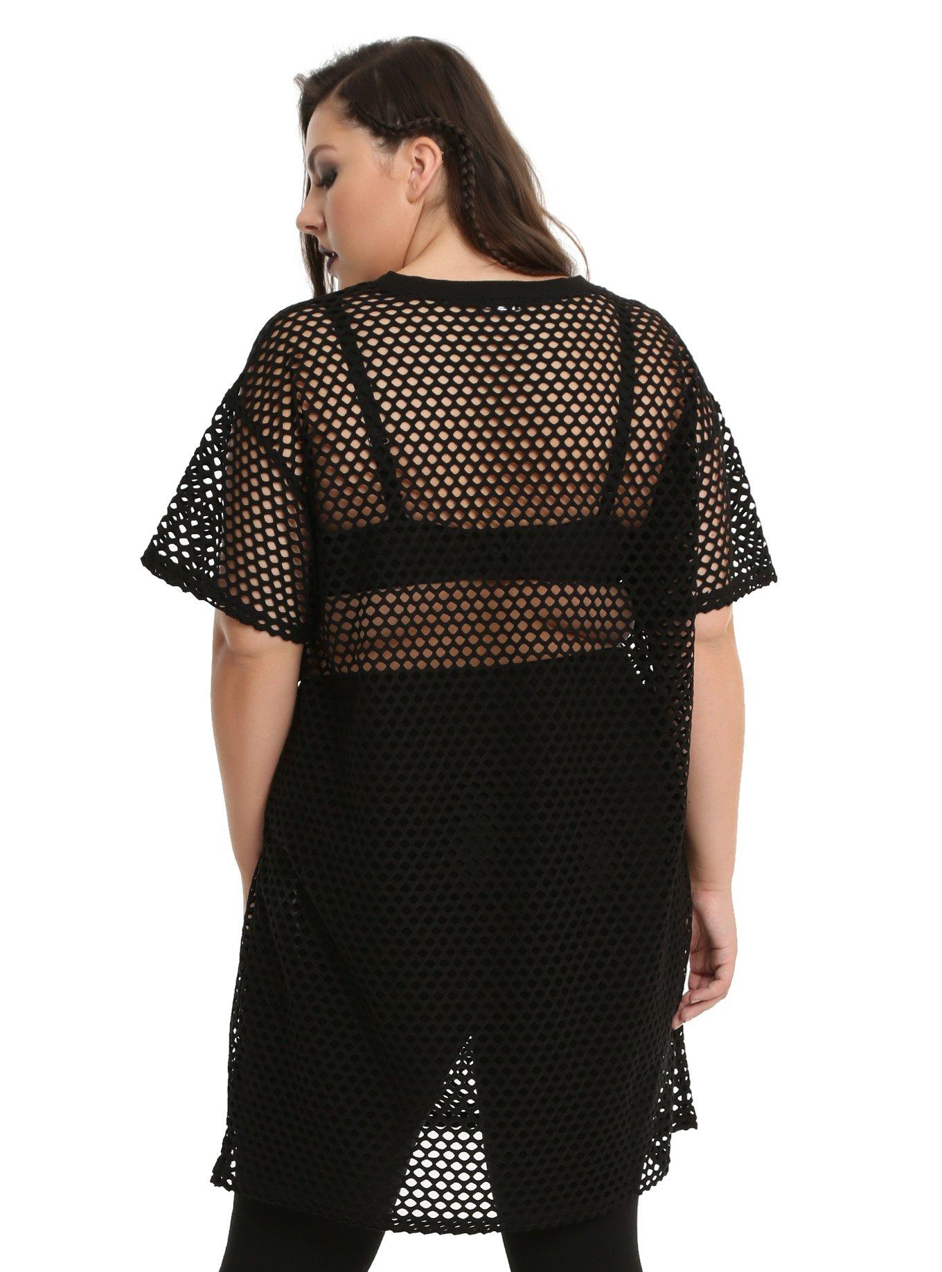 Black Fishnet Dress Plus Size, , alternate