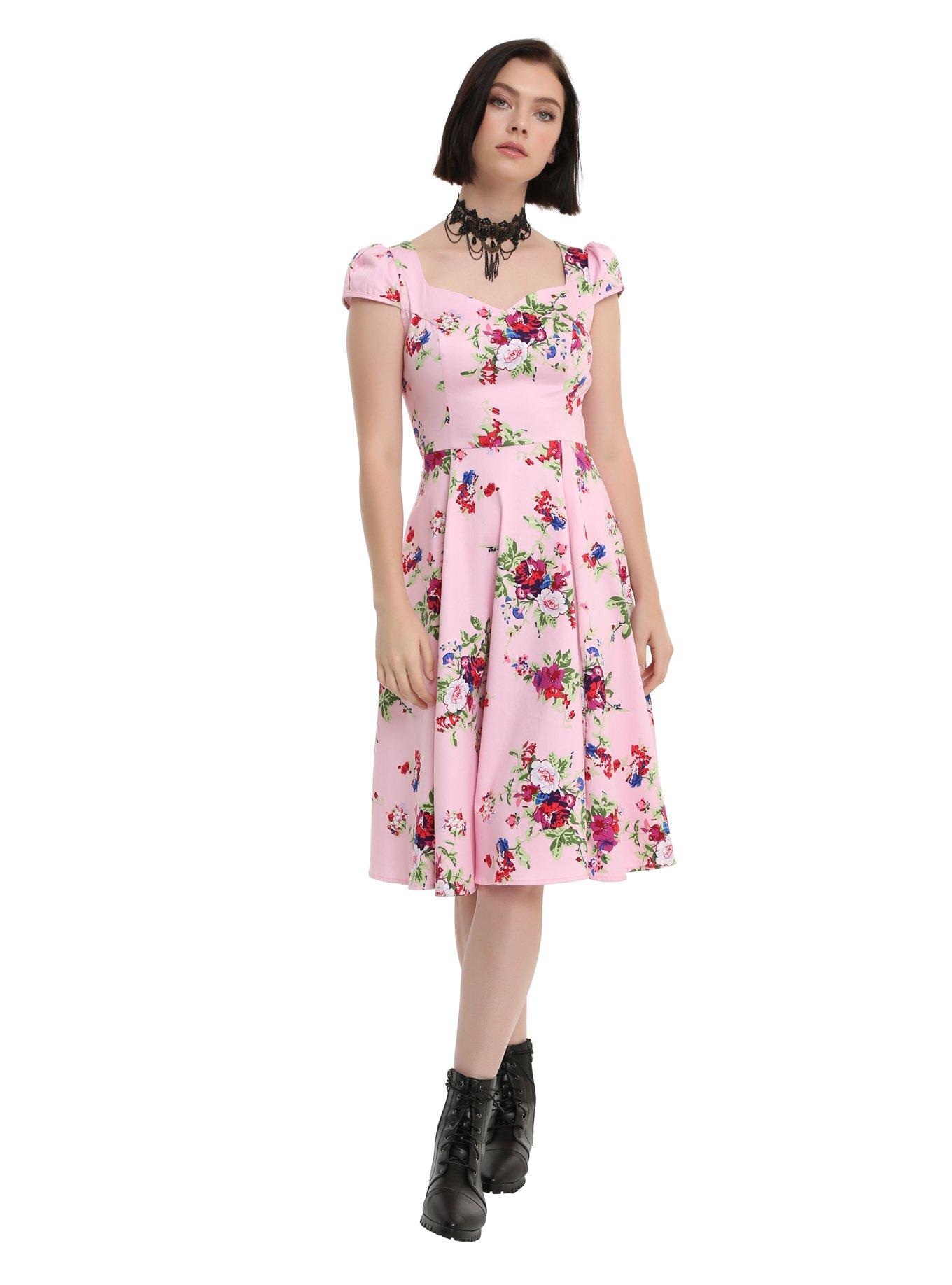 Pink Floral Swing Dress, , alternate