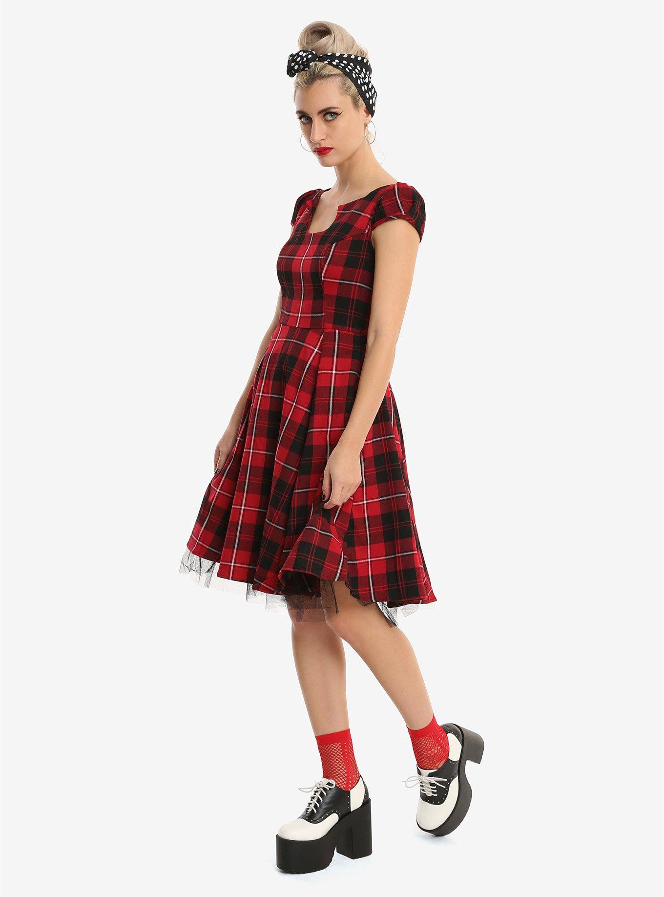 Red Plaid Swing Dress, , alternate