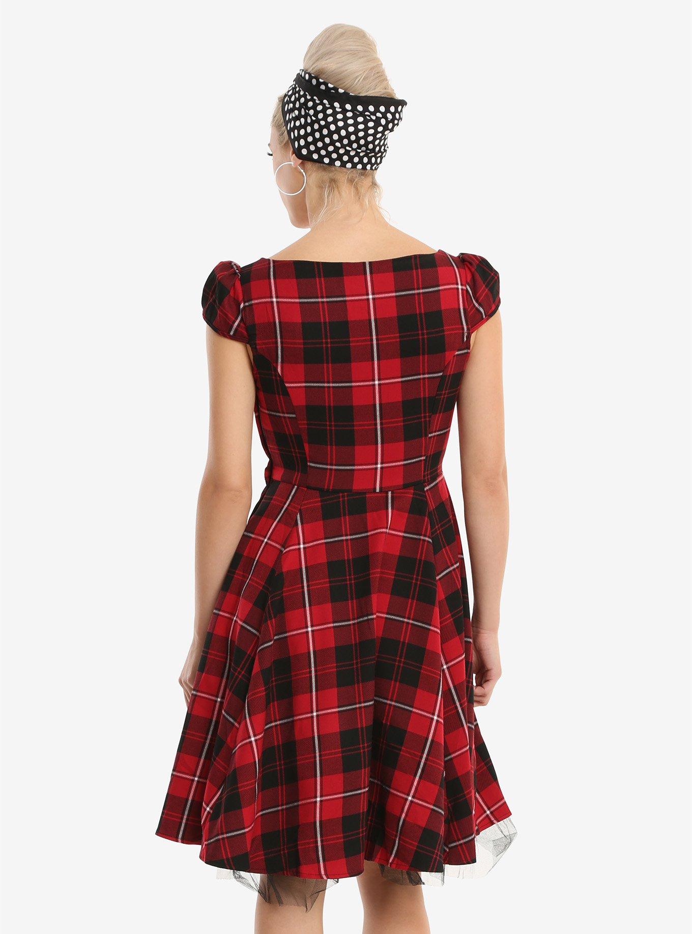 Red Plaid Swing Dress, , alternate