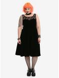 Black Velvet Lace Yoke Fit & Flare Dress Plus Size, , alternate