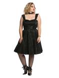 Black Brocade Lace-Up Dress Plus Size, , alternate