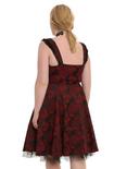 Red & Black Brocade Lace-Up Dress Plus Size, , alternate