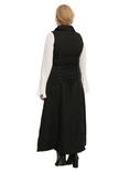 Black Brocade Hi-Low Hem Girls Vest Plus Size, , alternate