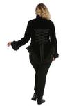 Black Velvet Lace Up Ruffle Bodice Girls Jacket Plus Size, , alternate
