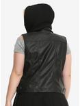 Faux Leather Girls Hooded Moto Vest Plus Size, , alternate
