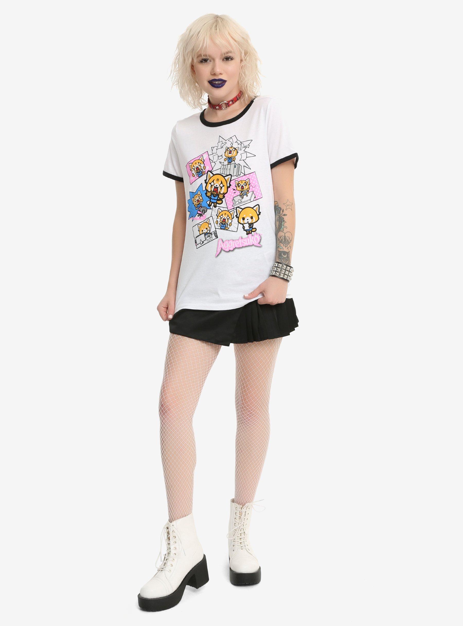 Aggretsuko Moods Girls Ringer T-Shirt, , alternate