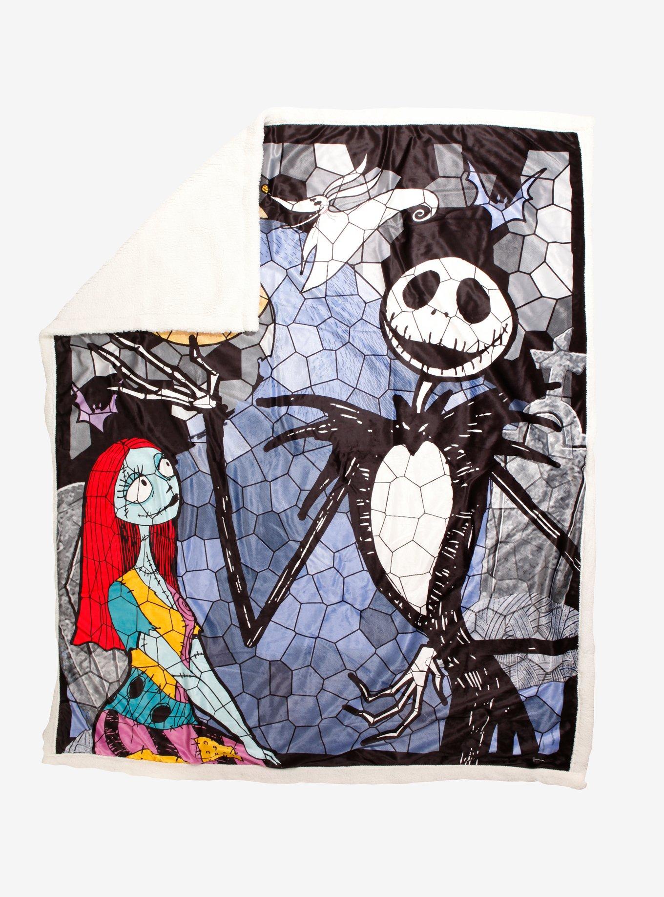 The Nightmare Before Christmas Jack & Sally Stained Glass Sherpa Throw Blanket, , alternate