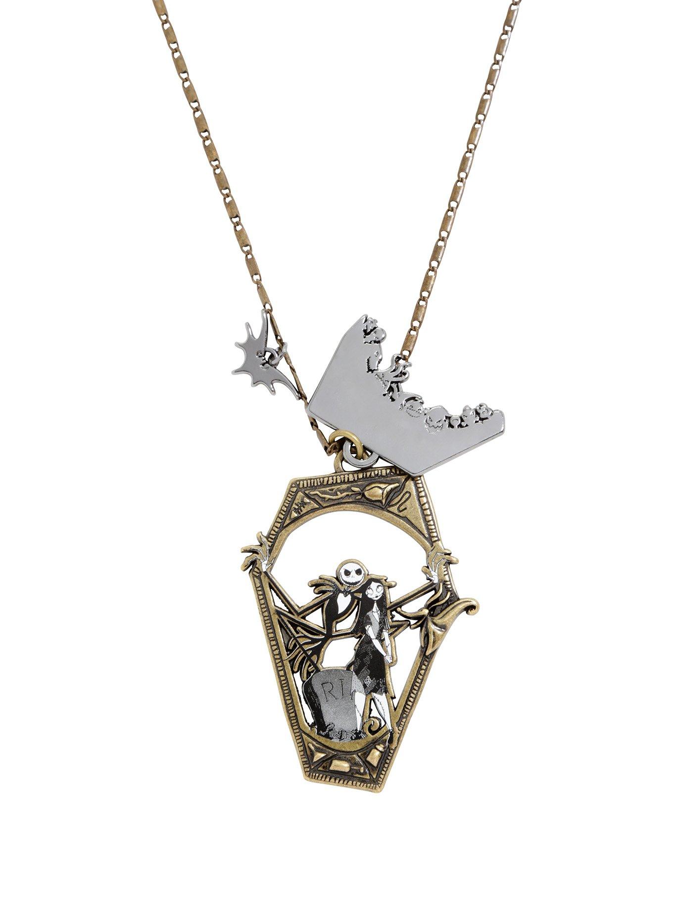 The Nightmare Before Christmas Mixed Metal Coffin Necklace, , alternate