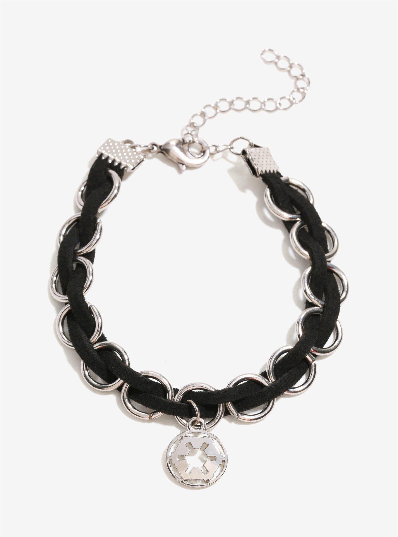 Star Wars Imperial Emblem Silver Braided Bracelet, , alternate