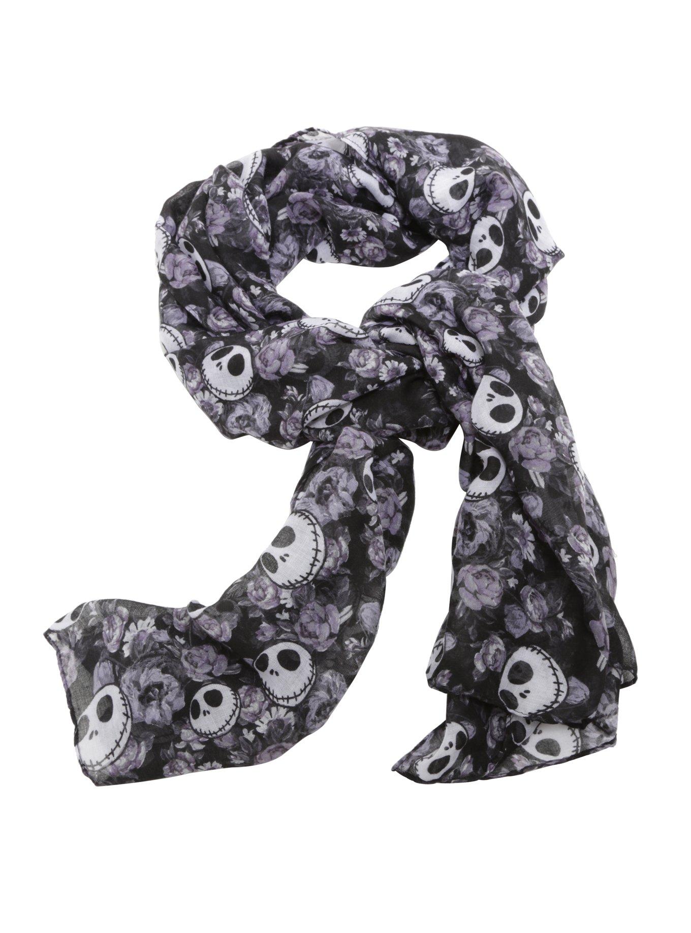 The Nightmare Before Christmas Jack Floral Allover Scarf, , alternate