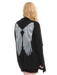 Black Angel Wing Girls Cardigan Plus Size, , alternate
