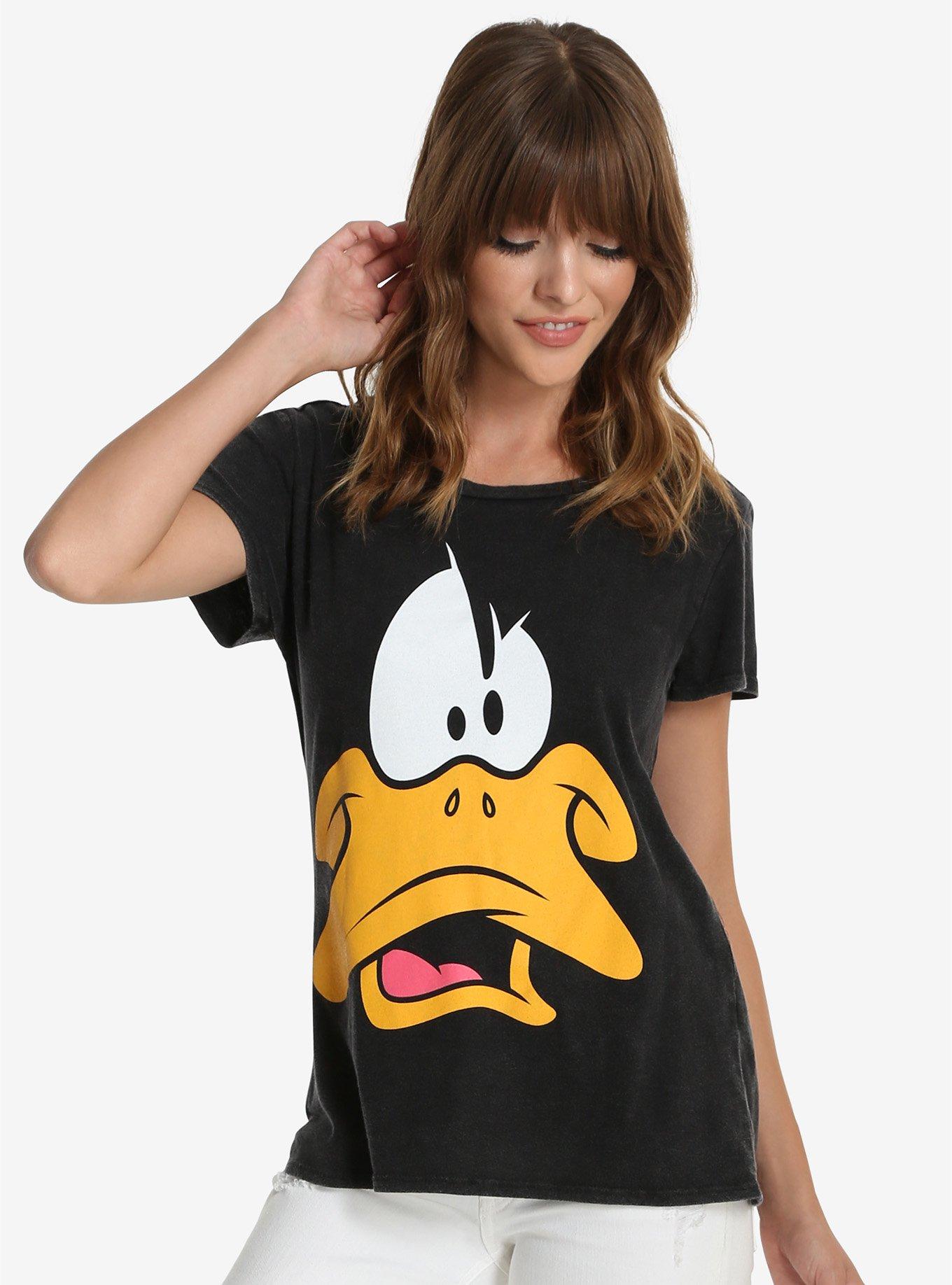 Looney Tunes Daffy Duck Face Womens Tee, , alternate