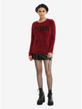 Burgundy Punk Girls Eyelash Sweater, , alternate