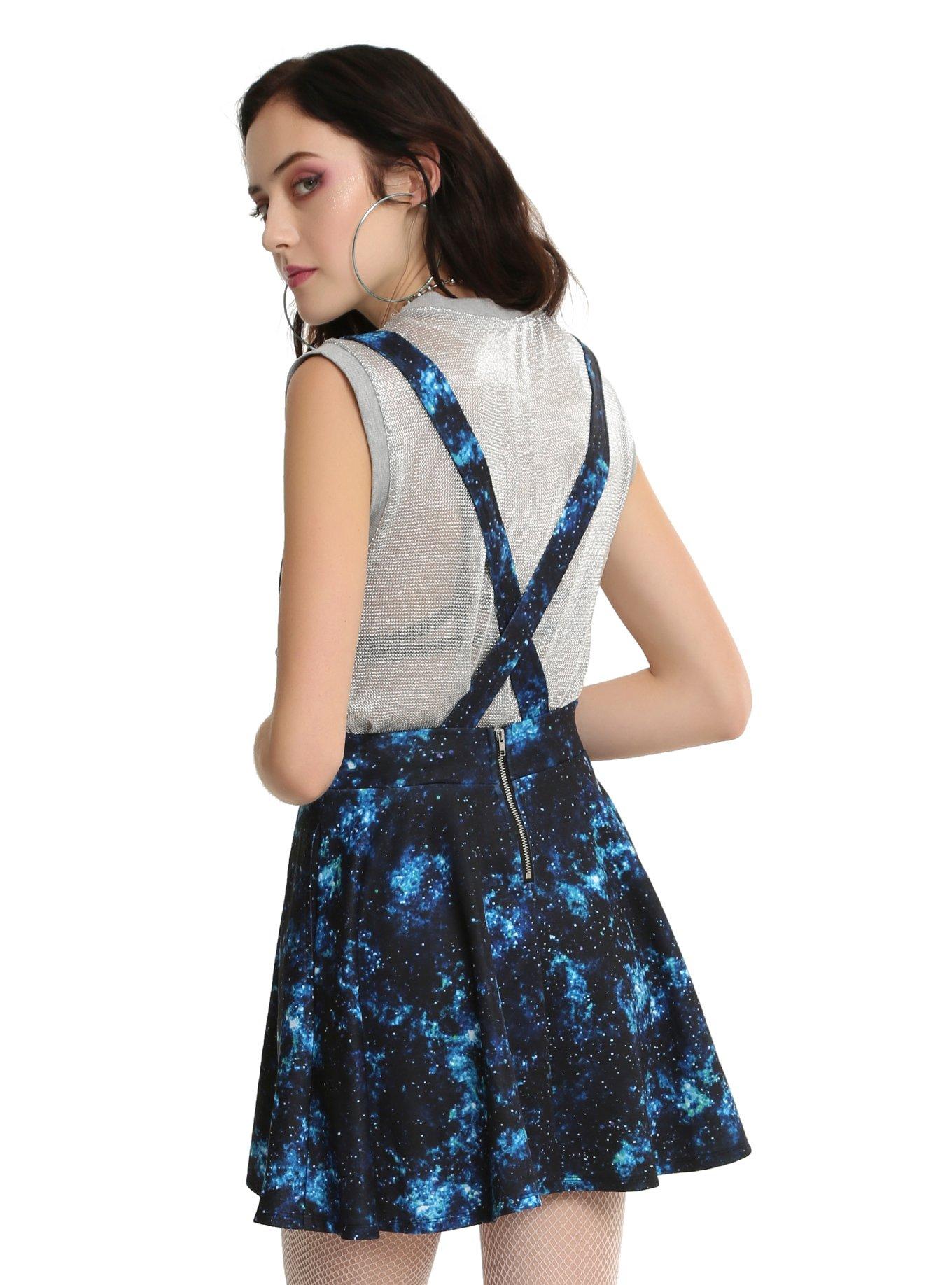 Galaxy Print Suspender Skirt, , alternate