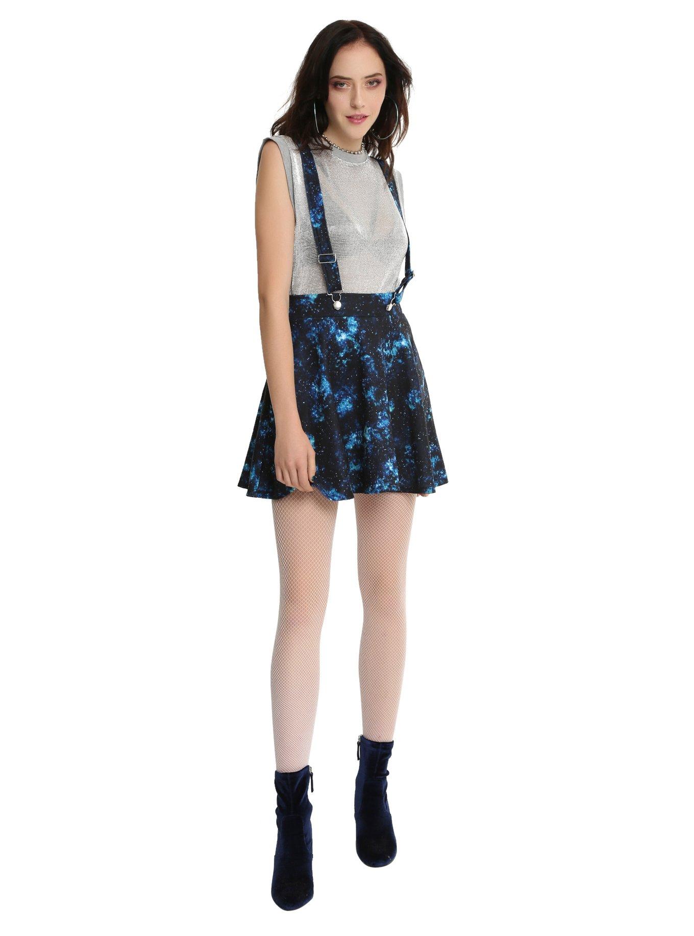 Galaxy Print Suspender Skirt, , alternate