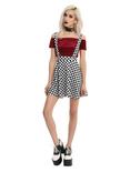 Black & White Checkered Suspender Skirt, , alternate