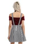 Black & White Checkered Suspender Skirt, , alternate