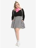 Black & White Checkered Suspender Skirt Plus Size, , alternate