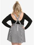 Black & White Checkered Suspender Skirt Plus Size, , alternate