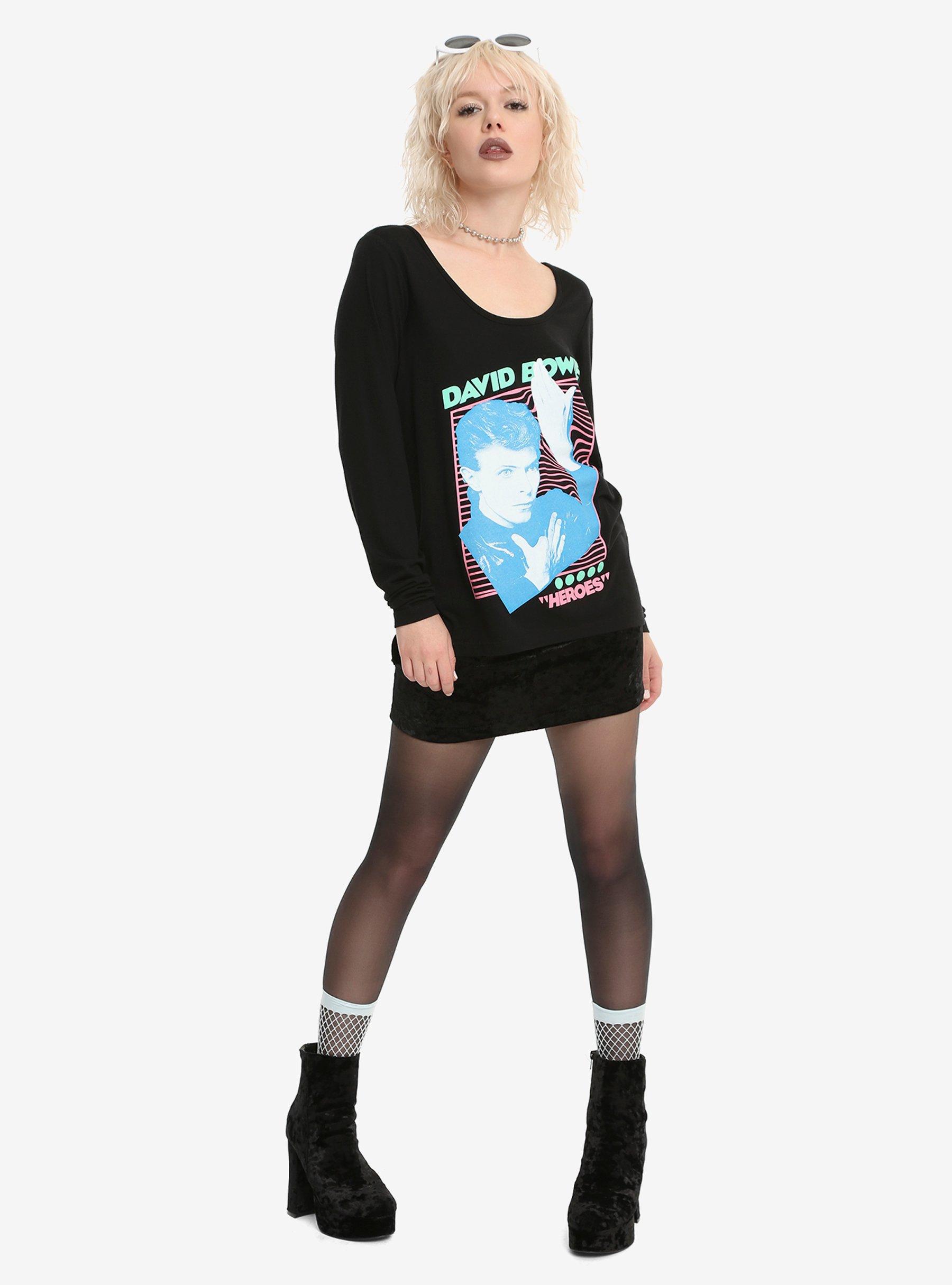 David Bowie Crisscross Back Long-Sleeve Girls Top, BLACK, alternate