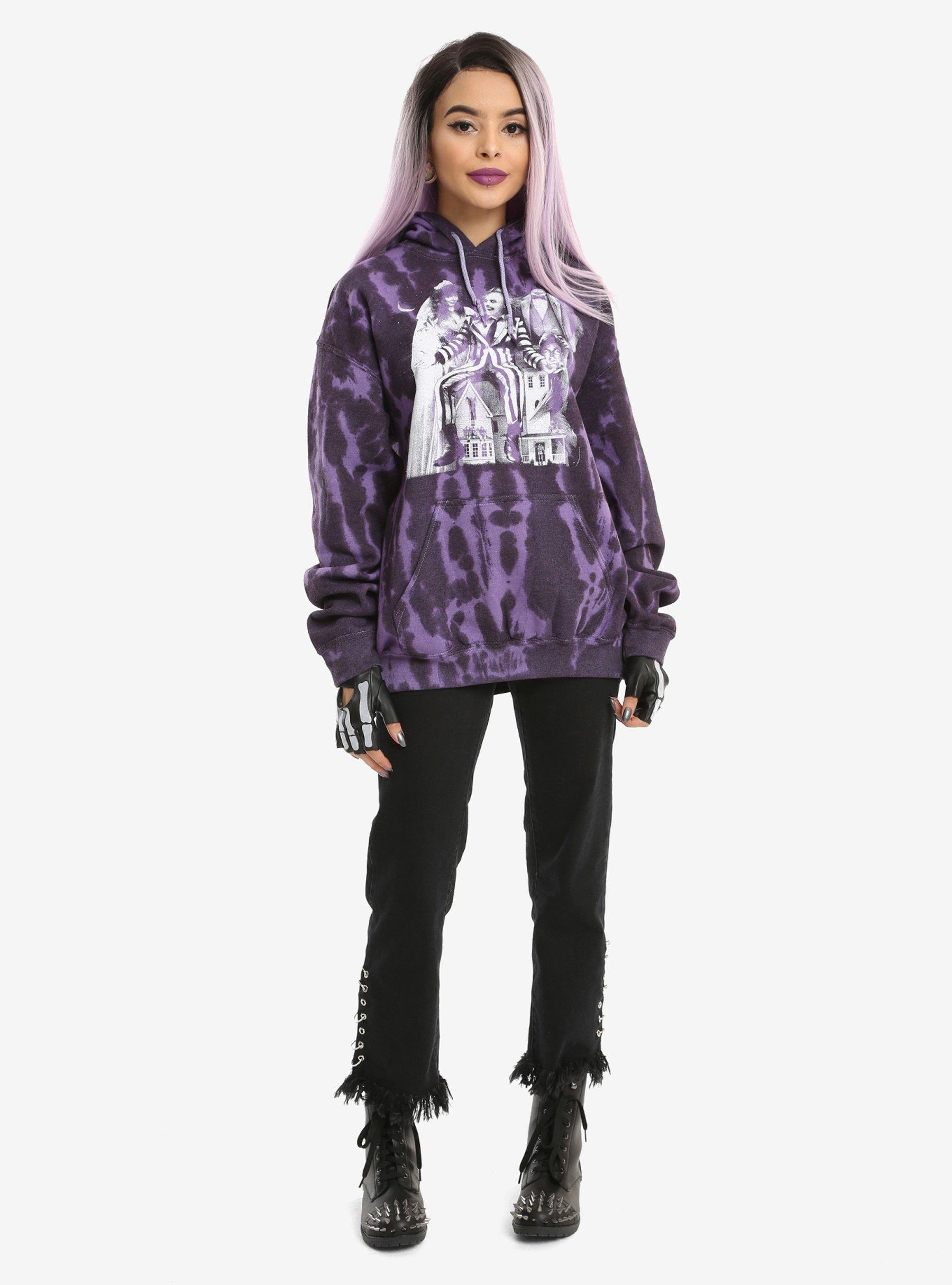 Beetlejuice Purple Tie Dye Girls Hoodie, , alternate