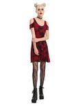 Red & Black Tie Dye Cold Shoulder Dress, , alternate