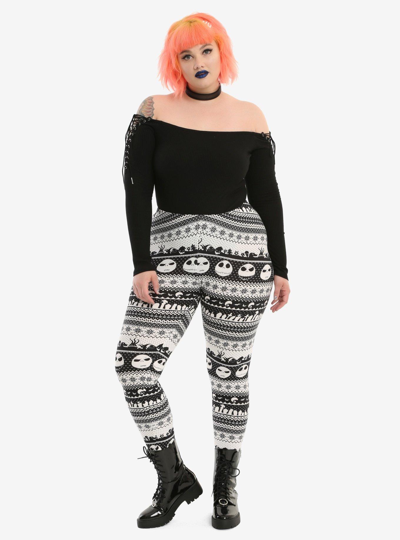 The Nightmare Before Christmas Jack Fair Isle Leggings Plus Size, WHITE, alternate