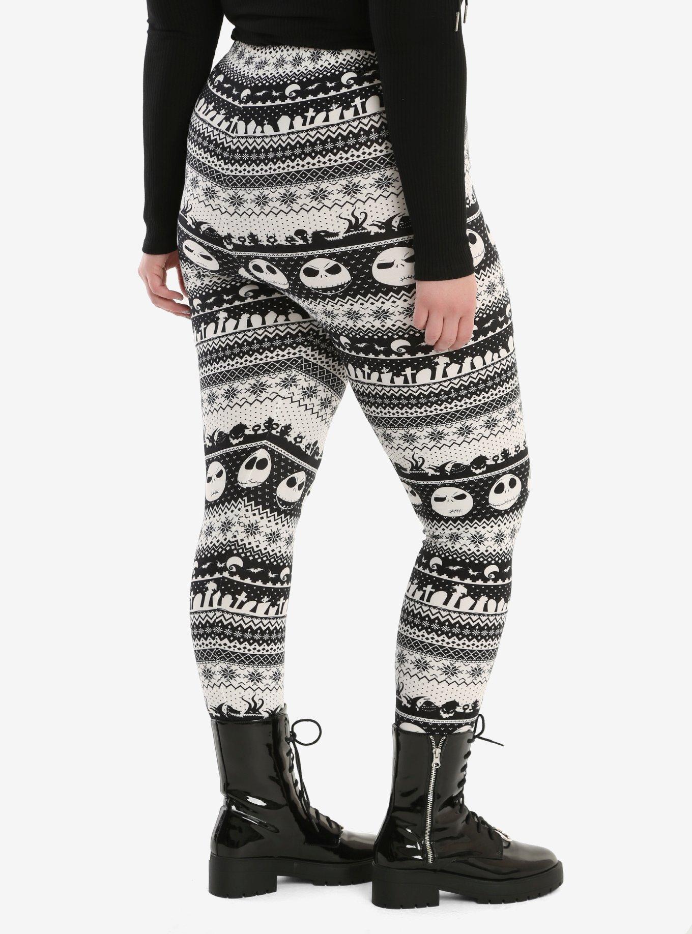 The Nightmare Before Christmas Jack Fair Isle Leggings Plus Size, WHITE, alternate