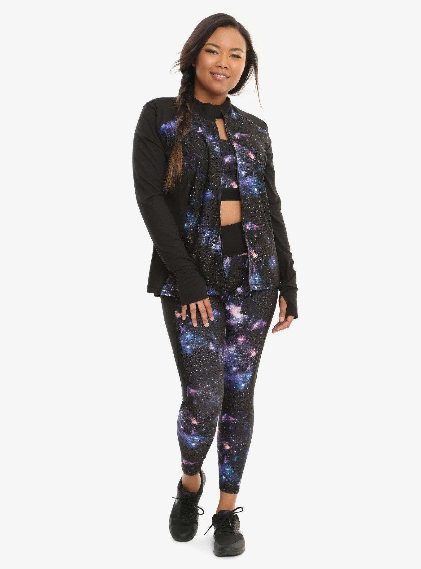 Galaxy Print Active Pants Plus Size, , alternate