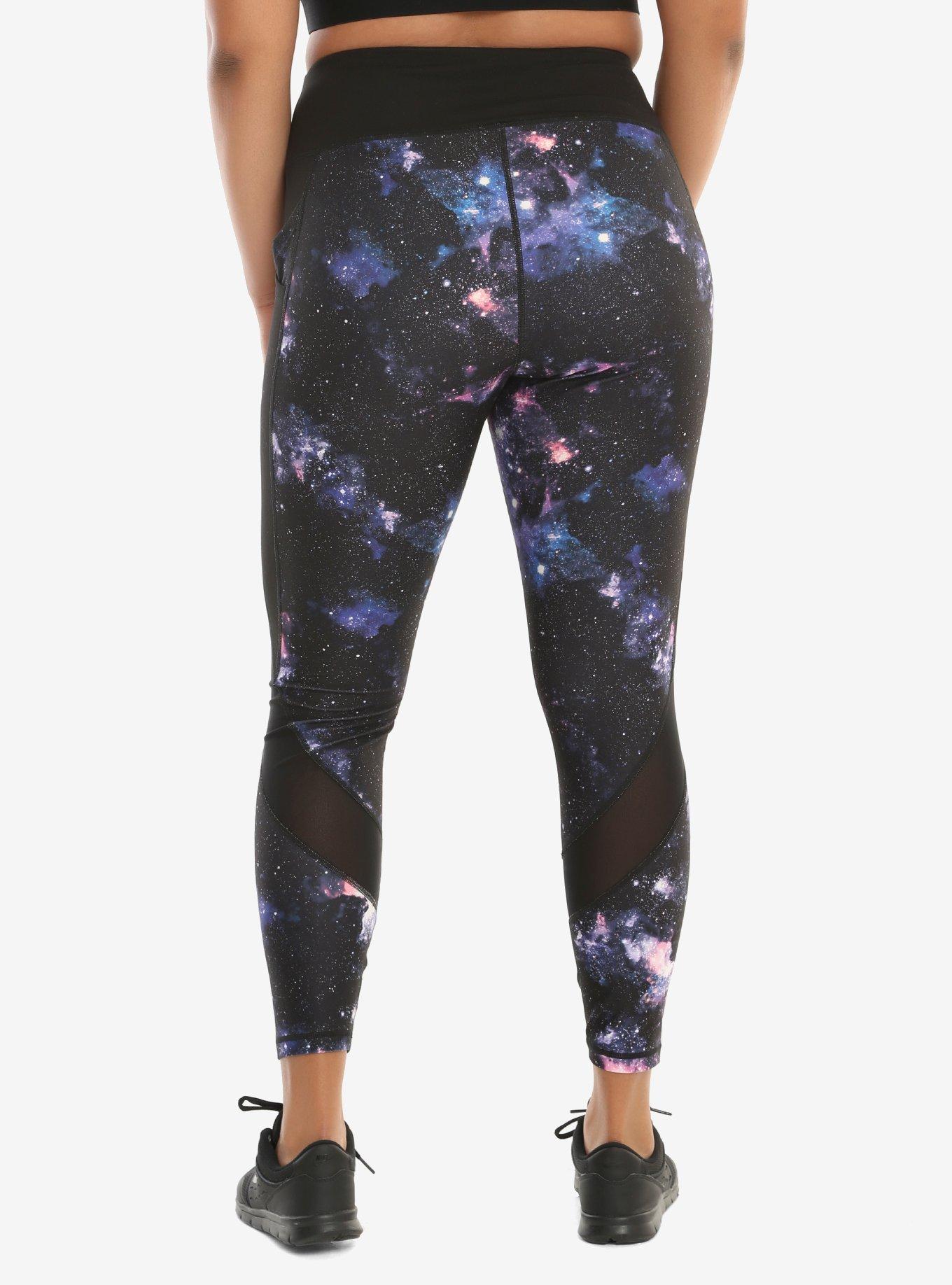 Galaxy Print Active Pants Plus Size, , alternate