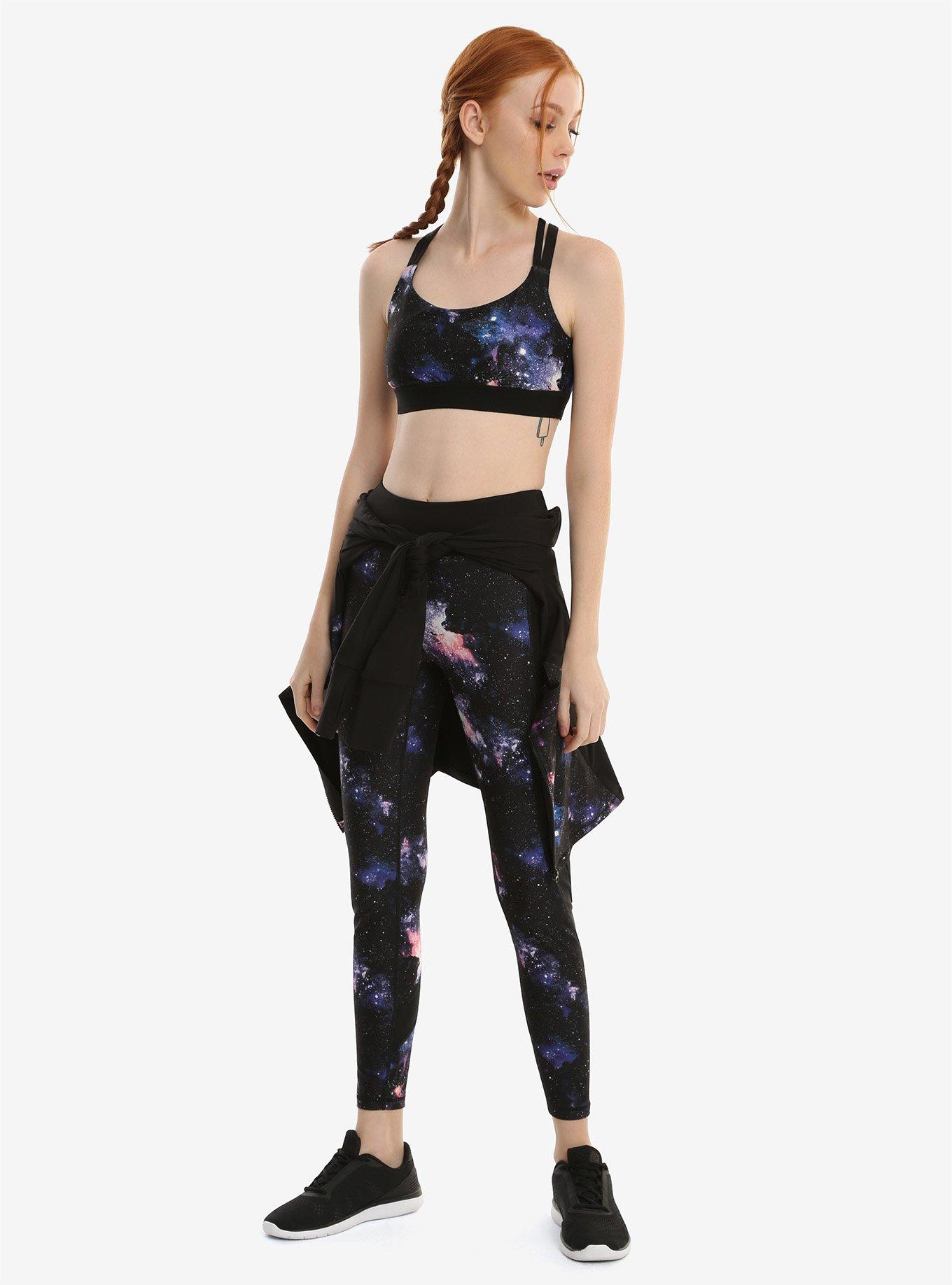 Galaxy Print Low-Impact Sports Bra, , alternate