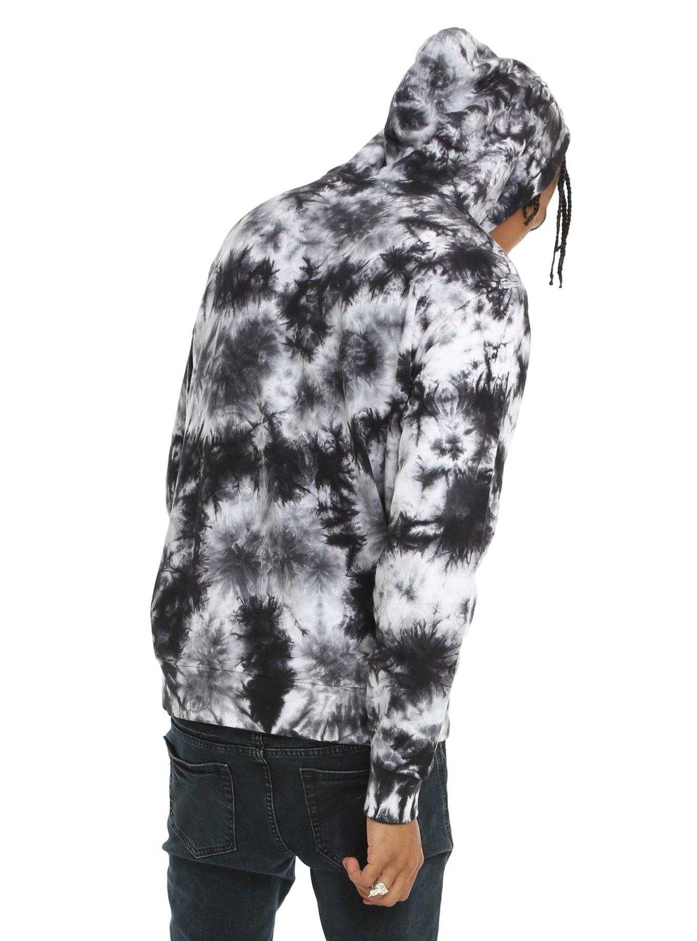 Black & White Tie Dye Pullover Hoodie, , alternate