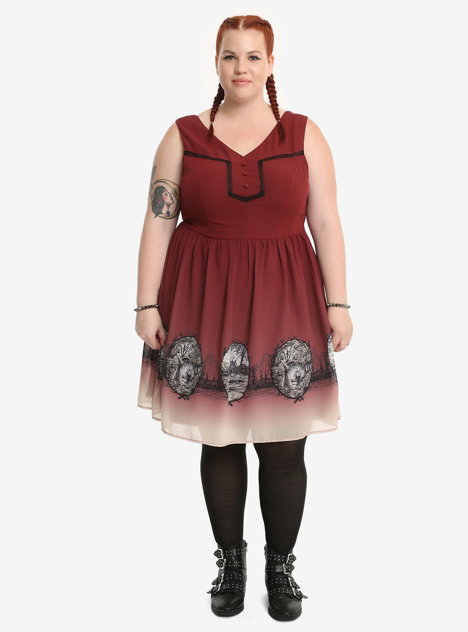 Over The Garden Wall Forest Scene Border Dress Plus Size, , alternate