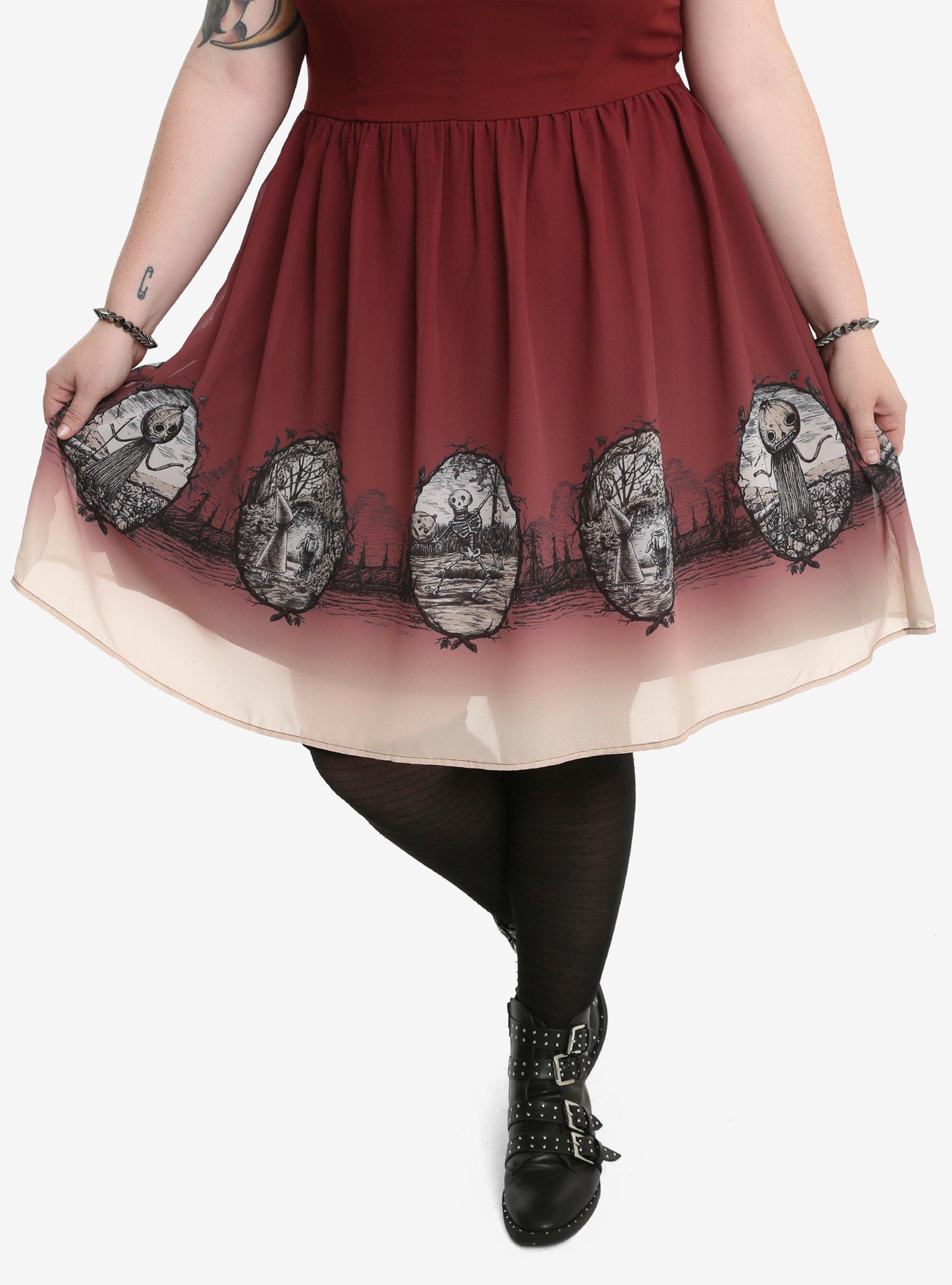 Over The Garden Wall Forest Scene Border Dress Plus Size, , alternate