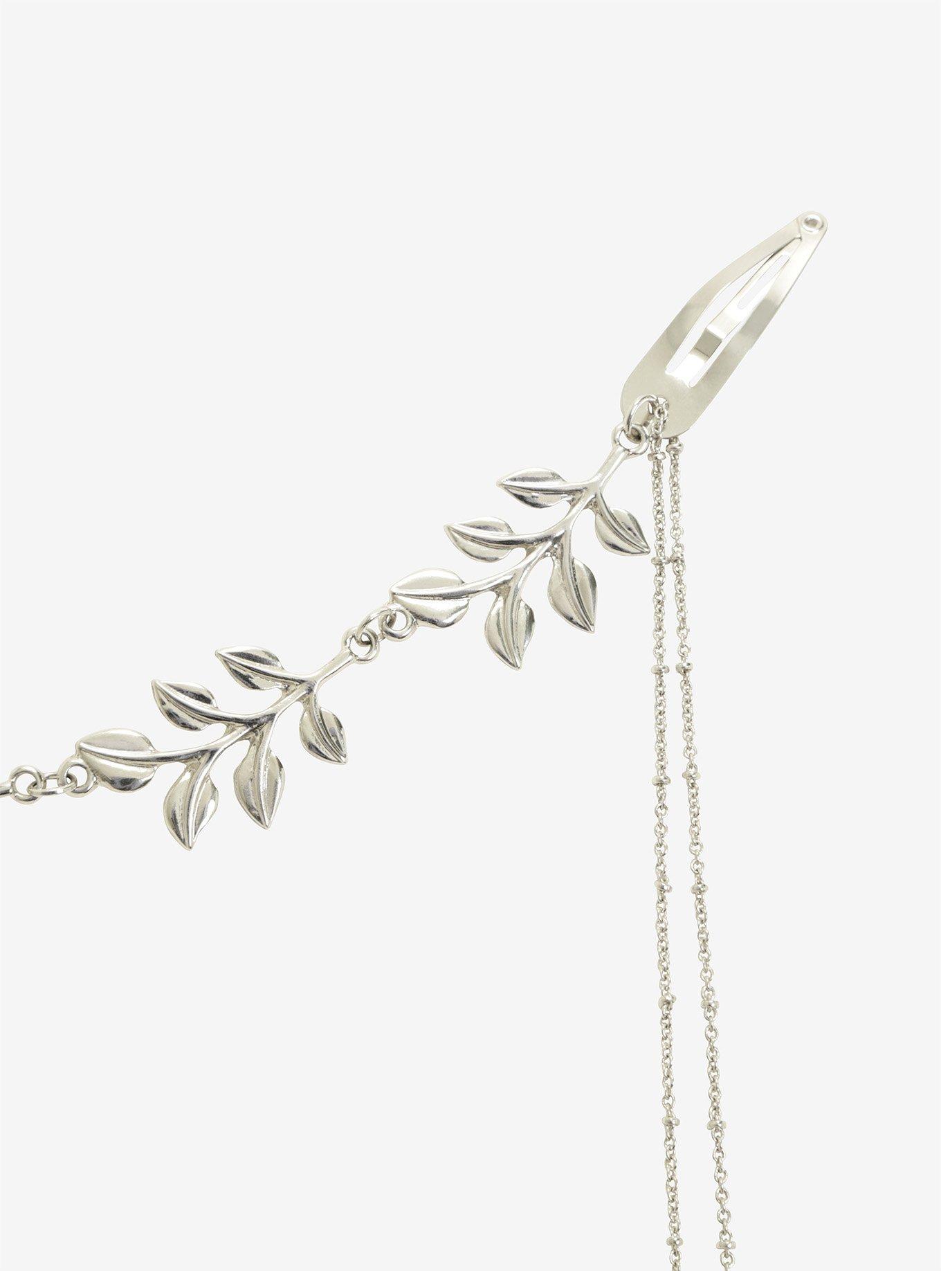 Silver Leaf Crown Hanging Crystal Clip, , alternate