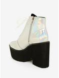 Holographic Faux Leather Lace-Up Platform Booties, , alternate