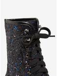 Black & Purple Glitter Combat Boots, , alternate