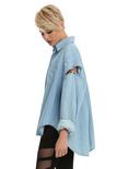 Chambray Slit Sleeve Girls Button-Up Top, , alternate